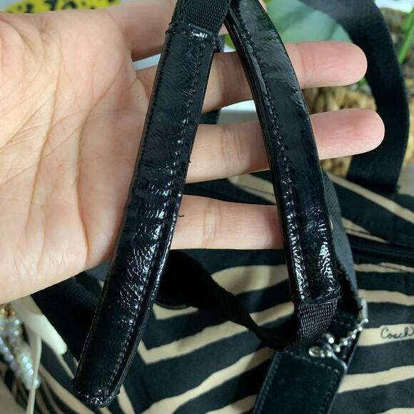Coach y2k Devin Black and Tan Zebra Print Nylon Overnight Tote & Pouch - Picture 7 of 16